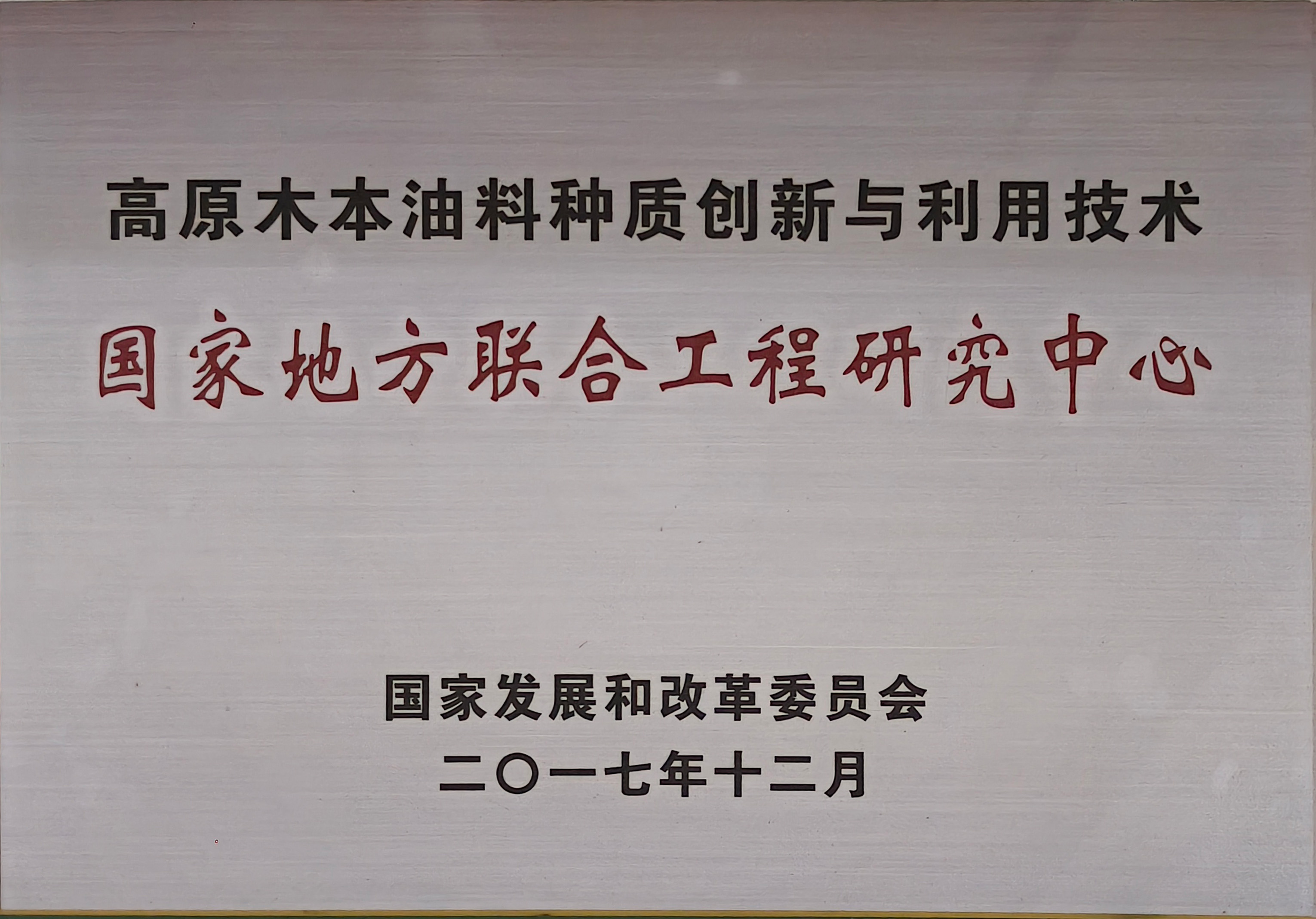 高原木本油料种质创新与利用技术国家地方联合工程中心
